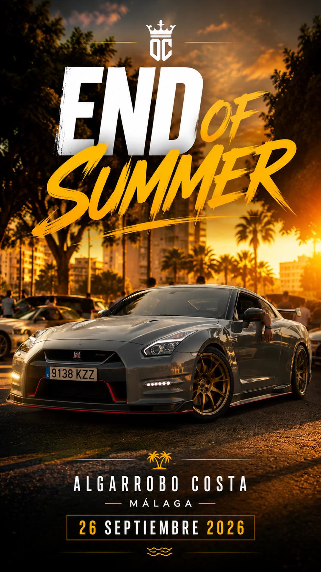 Cartel oficial del evento End of Summer de Octano Club en Algarrobo Costa, Málaga, el 26 de septiembre de 2026